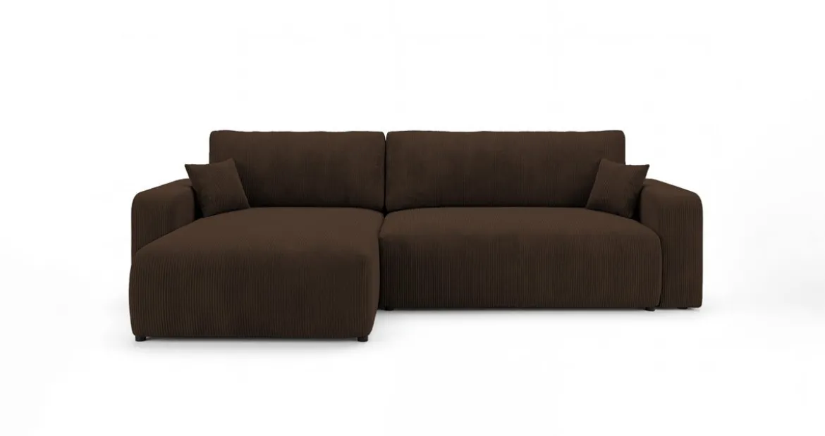 Designer Ecksofa Noma mit Schlaf- und Klappfunktion in Cord