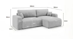 Designer Ecksofa Noma mit Schlaf- und Klappfunktion in Cord