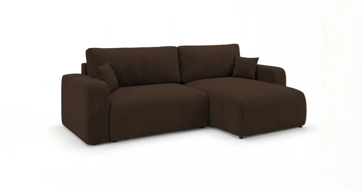Designer Ecksofa Noma mit Schlaf- und Klappfunktion in Cord