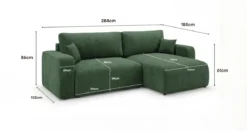 Designer Ecksofa Noma mit Schlaf- und Klappfunktion in Cord