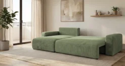 Designer Ecksofa Noma mit Schlaf- und Klappfunktion in Cord