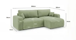Designer Ecksofa Noma mit Schlaf- und Klappfunktion in Cord
