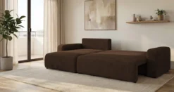 Designer Ecksofa Noma mit Schlaf- und Klappfunktion in Cord