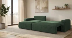 Designer Ecksofa Noma mit Schlaf- und Klappfunktion in Cord