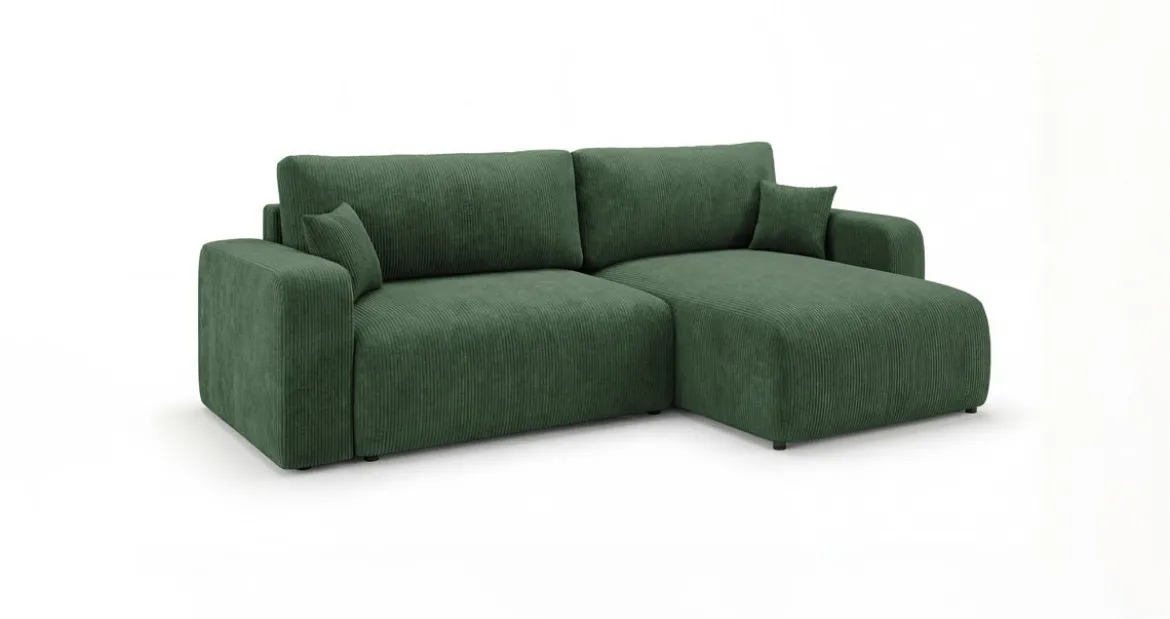 Designer Ecksofa Noma mit Schlaf- und Klappfunktion in Cord
