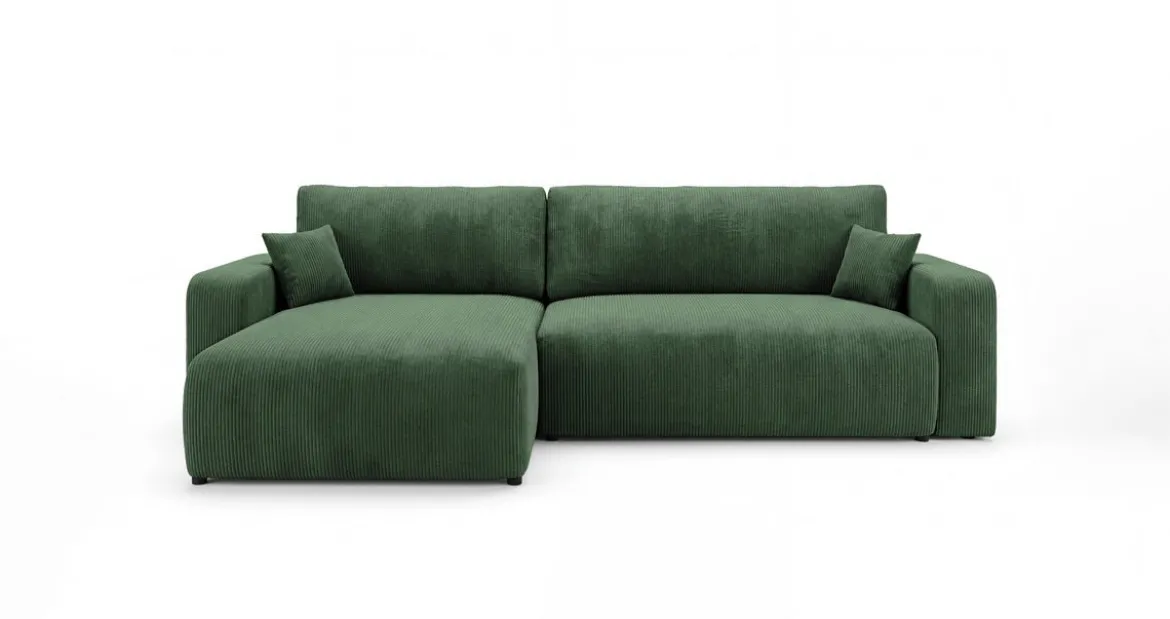 Designer Ecksofa Noma mit Schlaf- und Klappfunktion in Cord