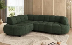 Designer Ecksofa Olivia Mini in Teddy Bouclé mit elektrischer Sitzerweiterung