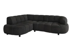 Designer Ecksofa Olivia Mini in Teddy Bouclé mit elektrischer Sitzerweiterung