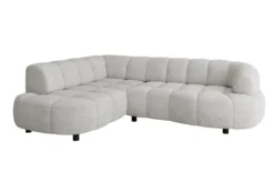 Designer Ecksofa Olivia Mini in Teddy Bouclé mit elektrischer Sitzerweiterung