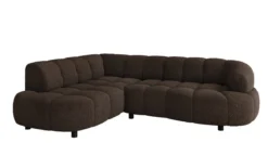 Designer Ecksofa Olivia Mini in Teddy Bouclé mit elektrischer Sitzerweiterung
