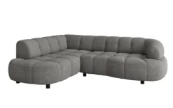 Designer Ecksofa Olivia Mini in Teddy Bouclé mit elektrischer Sitzerweiterung