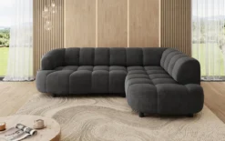 Designer Ecksofa Olivia Mini in Samt mit elektrischer Sitzerweiterung