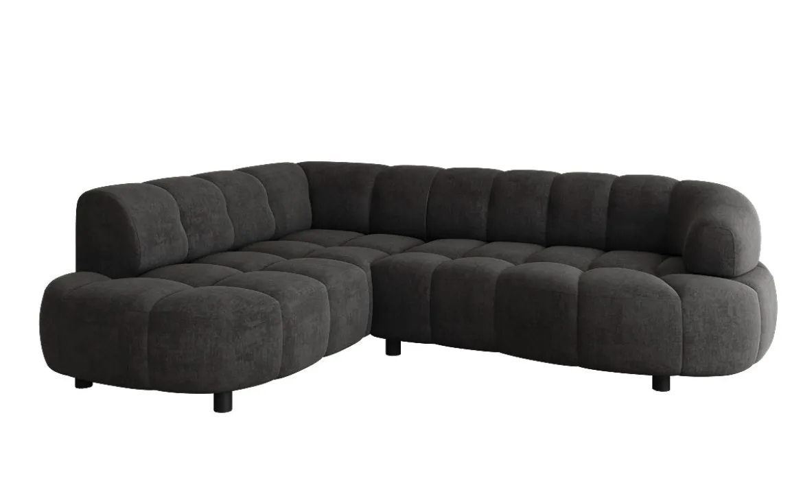 Designer Ecksofa Olivia Mini in Samt mit elektrischer Sitzerweiterung