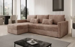 Designer Ecksofa Roma in Cord mit Schlaf- und Klappfunktion