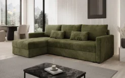 Designer Ecksofa Roma in Cord mit Schlaf- und Klappfunktion