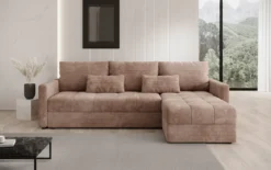 Designer Ecksofa Roma in Cord mit Schlaf- und Klappfunktion