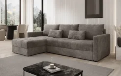 Designer Ecksofa Roma in Cord mit Schlaf- und Klappfunktion