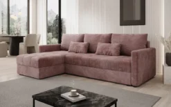 Designer Ecksofa Roma in Cord mit Schlaf- und Klappfunktion