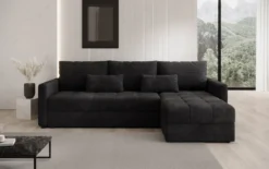 Designer Ecksofa Roma in Cord mit Schlaf- und Klappfunktion