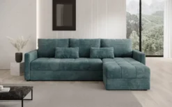 Designer Ecksofa Roma in Cord mit Schlaf- und Klappfunktion