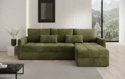 Designer Ecksofa Roma in Cord mit Schlaf- und Klappfunktion