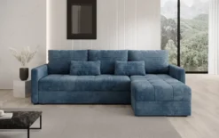 Designer Ecksofa Roma in Cord mit Schlaf- und Klappfunktion