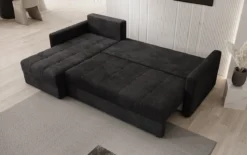 Designer Ecksofa Roma in Cord mit Schlaf- und Klappfunktion