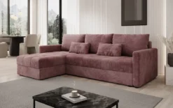 Designer Ecksofa Roma in Cord mit Schlaf- und Klappfunktion