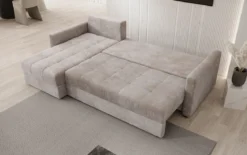 Designer Ecksofa Roma in Cord mit Schlaf- und Klappfunktion