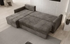 Designer Ecksofa Roma in Cord mit Schlaf- und Klappfunktion
