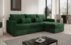 Designer Ecksofa Roma in Cord mit Schlaf- und Klappfunktion