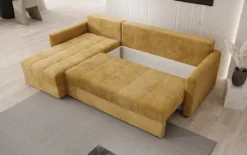 Designer Ecksofa Roma in Cord mit Schlaf- und Klappfunktion