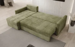 Designer Ecksofa Roma in Cord mit Schlaf- und Klappfunktion