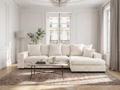 Designer Ecksofa Selena mit Schlaffunktion in Strukturstoff