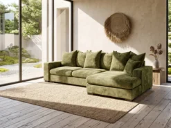 Designer Ecksofa Selena mit Schlaffunktion in Strukturstoff