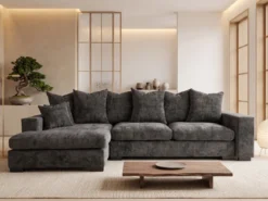 Designer Ecksofa Selena mit Schlaffunktion in Strukturstoff