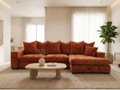 Designer Ecksofa Selena mit Schlaffunktion in Strukturstoff