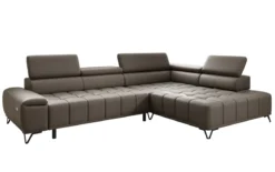 Designer Ecksofa Selora mit elektrischer Schlaffunktion und verstellbarerer Rückenlehne in Echtleder