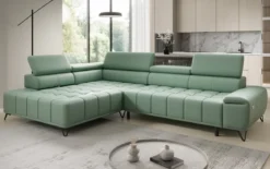 Designer Ecksofa Selora mit elektrischer Schlaffunktion und verstellbarerer Rückenlehne in Echtleder