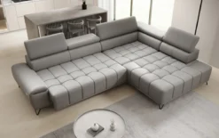 Designer Ecksofa Selora mit elektrischer Schlaffunktion und verstellbarerer Rückenlehne in Echtleder