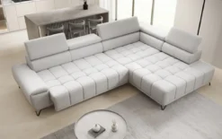 Designer Ecksofa Selora mit elektrischer Schlaffunktion und verstellbarerer Rückenlehne in Echtleder