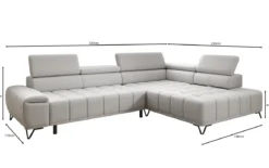 Designer Ecksofa Selora mit elektrischer Schlaffunktion und verstellbarerer Rückenlehne in Echtleder