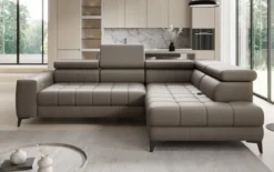 Designer Ecksofa Seluna mit elektrischer Schlaffunktion, Induktion und Stauraum in Echtleder