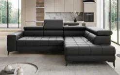 Designer Ecksofa Seluna mit elektrischer Schlaffunktion, Induktion und Stauraum in Echtleder
