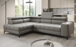 Designer Ecksofa Seluna mit elektrischer Schlaffunktion, Induktion und Stauraum in Echtleder