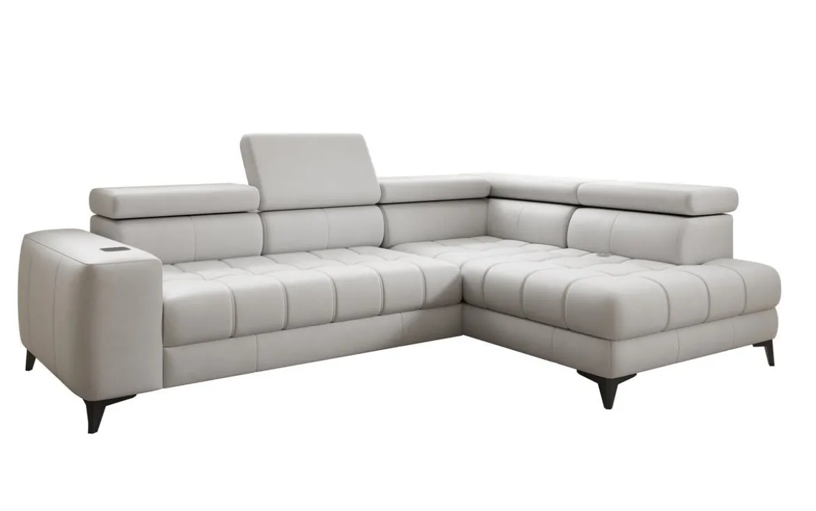 Designer Ecksofa Seluna mit elektrischer Schlaffunktion, Induktion und Stauraum in Echtleder