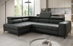 Designer Ecksofa Seluna mit elektrischer Schlaffunktion, Induktion und Stauraum in Echtleder