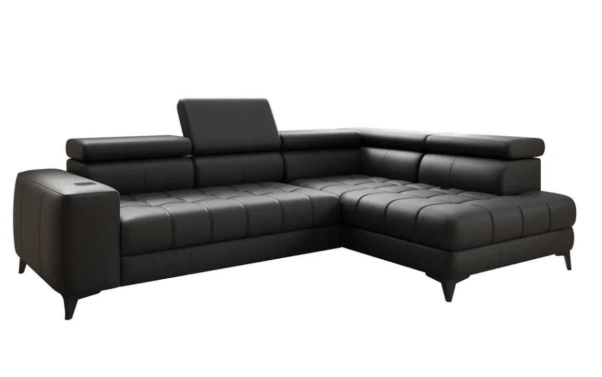 Designer Ecksofa Seluna mit elektrischer Schlaffunktion, Induktion und Stauraum in Echtleder