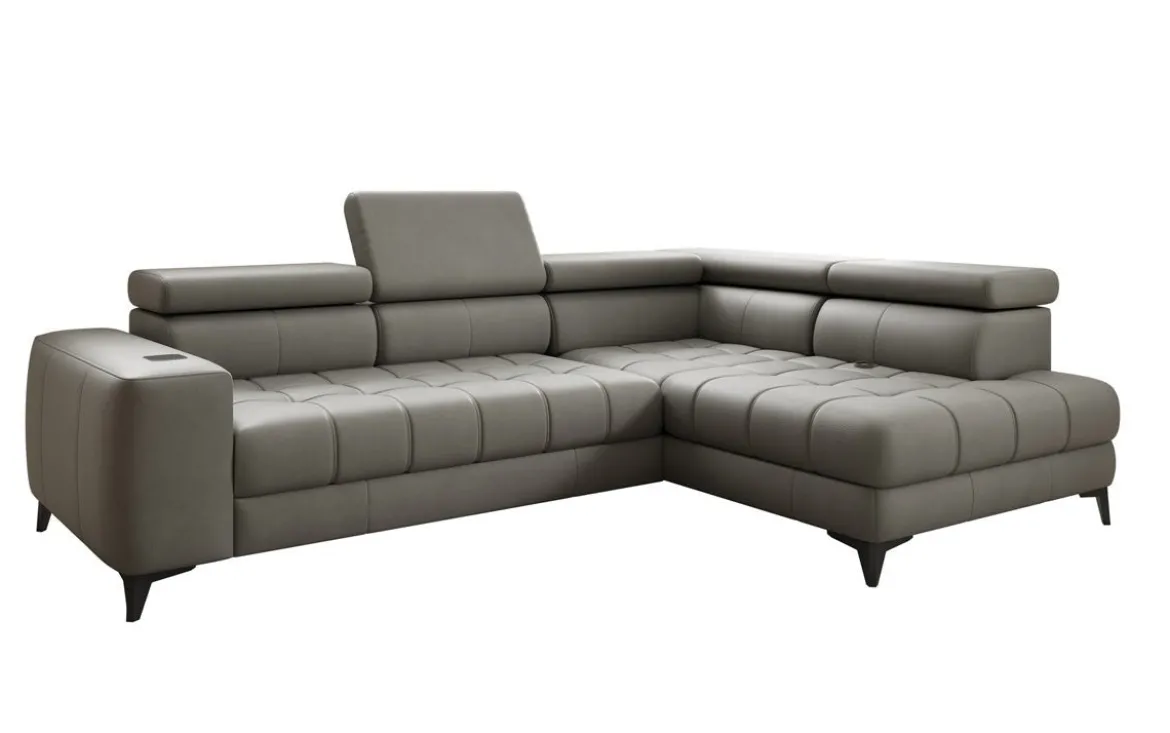 Designer Ecksofa Seluna mit elektrischer Schlaffunktion, Induktion und Stauraum in Echtleder