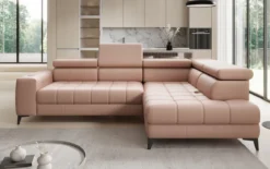 Designer Ecksofa Seluna mit elektrischer Schlaffunktion, Induktion und Stauraum in Echtleder